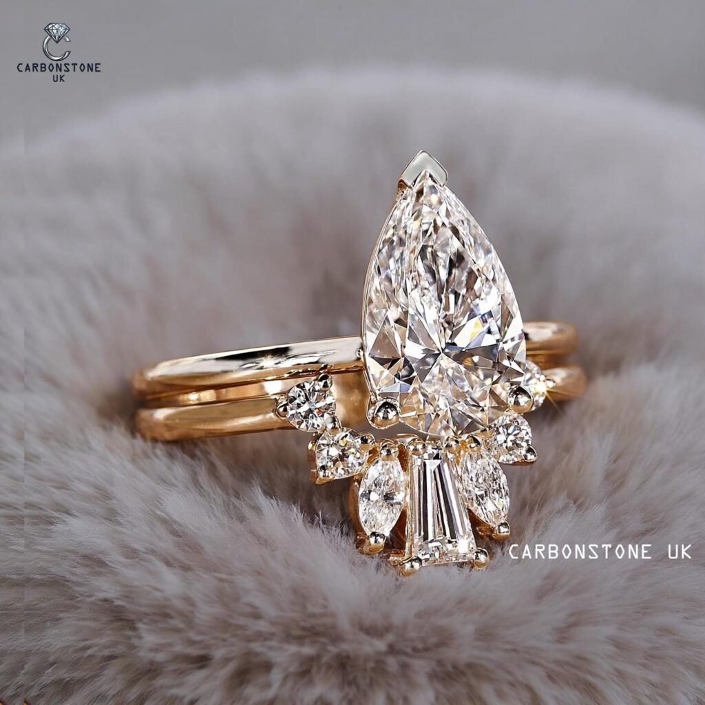 Curved Pear Cut Bridal Set