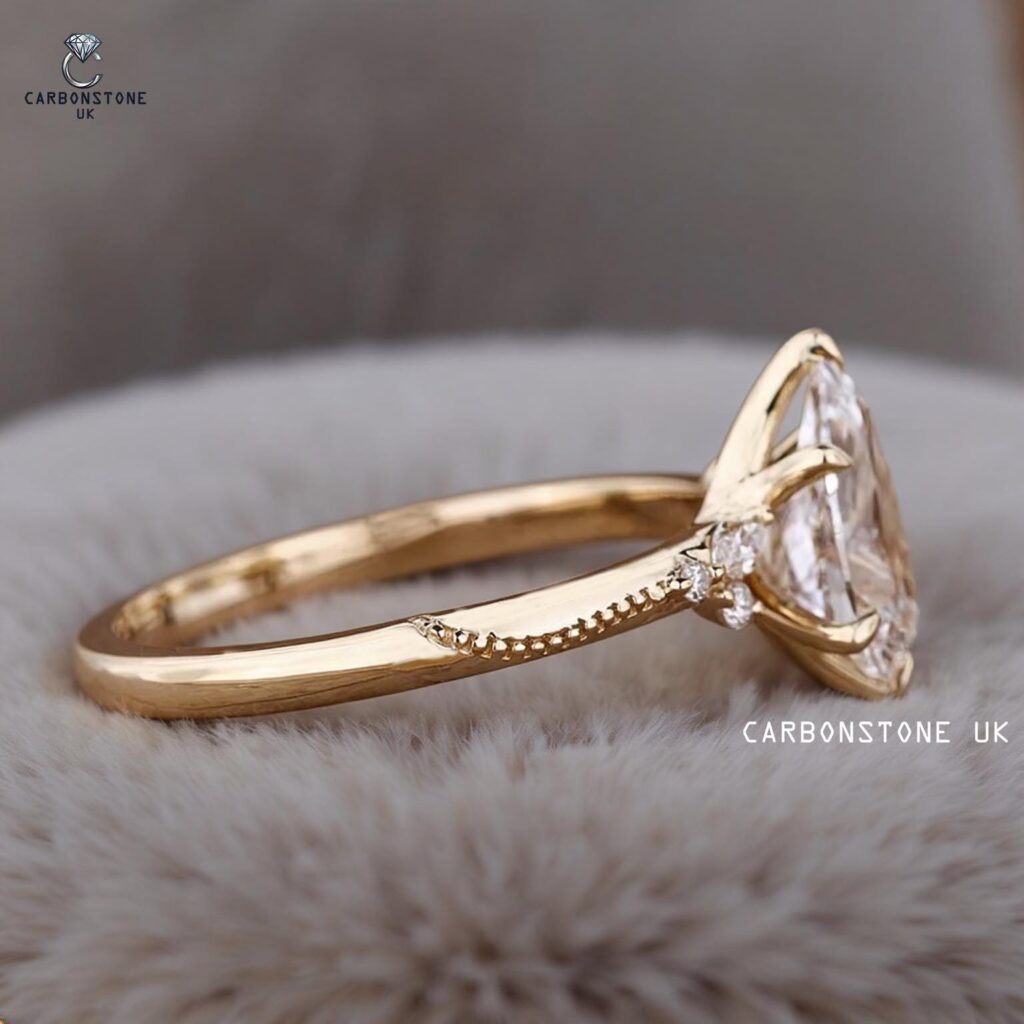 Cluster Pear Cut Engagement Ring in Sterling Silver