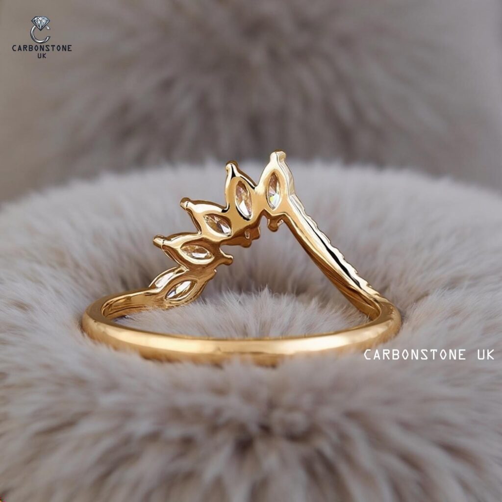 Chevron Marquise Cut Wedding Band