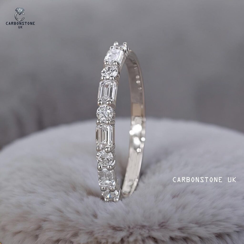 Stackable Emerald Cut Half Eternity Band
