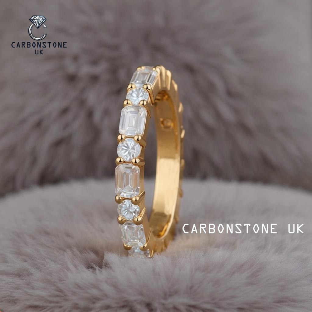 Stackable Emerald Cut Eternity Band in Sterling Silver
