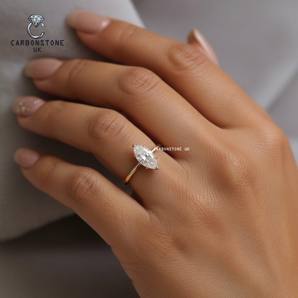 Solitaire Marquise Cut Engagement Ring