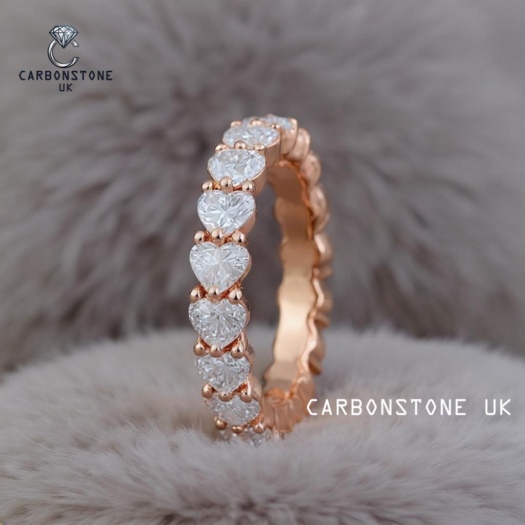 Stackable Heart Cut Eternity Band in Rose Gold