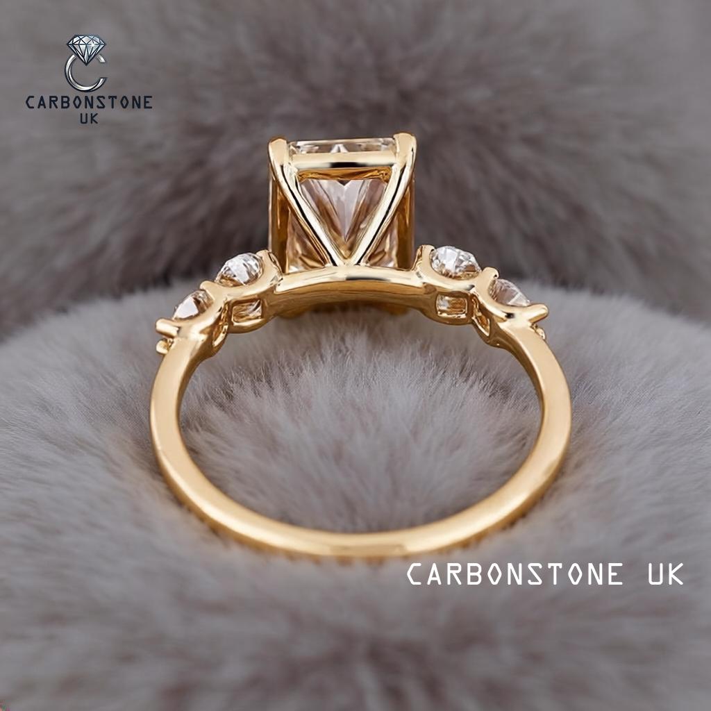 5 Stone Radiant Cut Engagement Ring in Yellow Gold