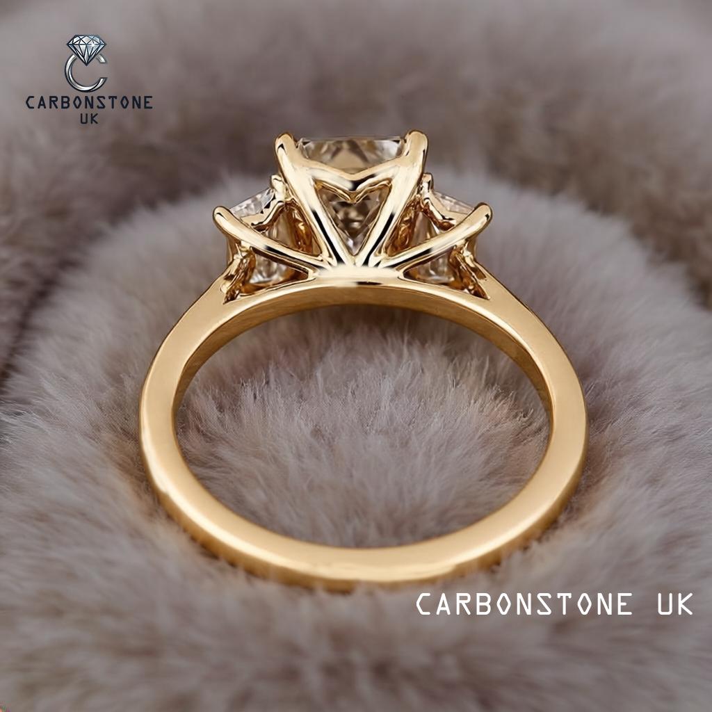 Three Stone Emerald Cut Engagement Ring