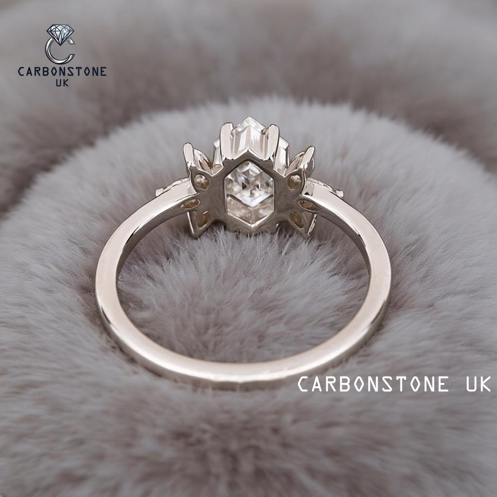 Solitaire Hexagon Cut Engagement Ring