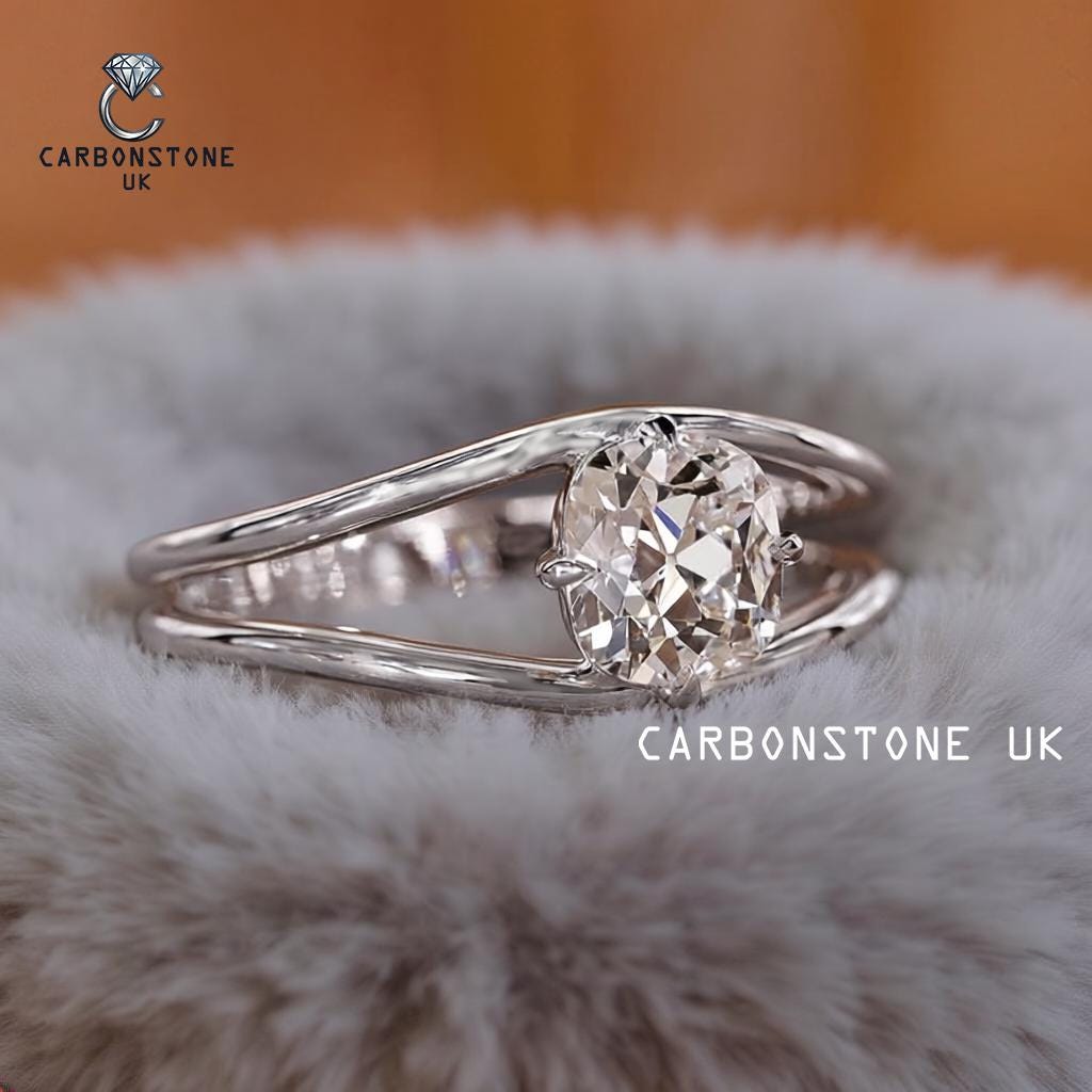 Solitaire Cushion Cut Wedding Band in Sterling Silver