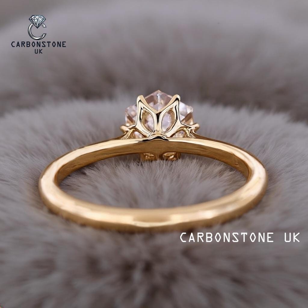 Floral Hexagon Cut Engagement Ring in Sterling Silver