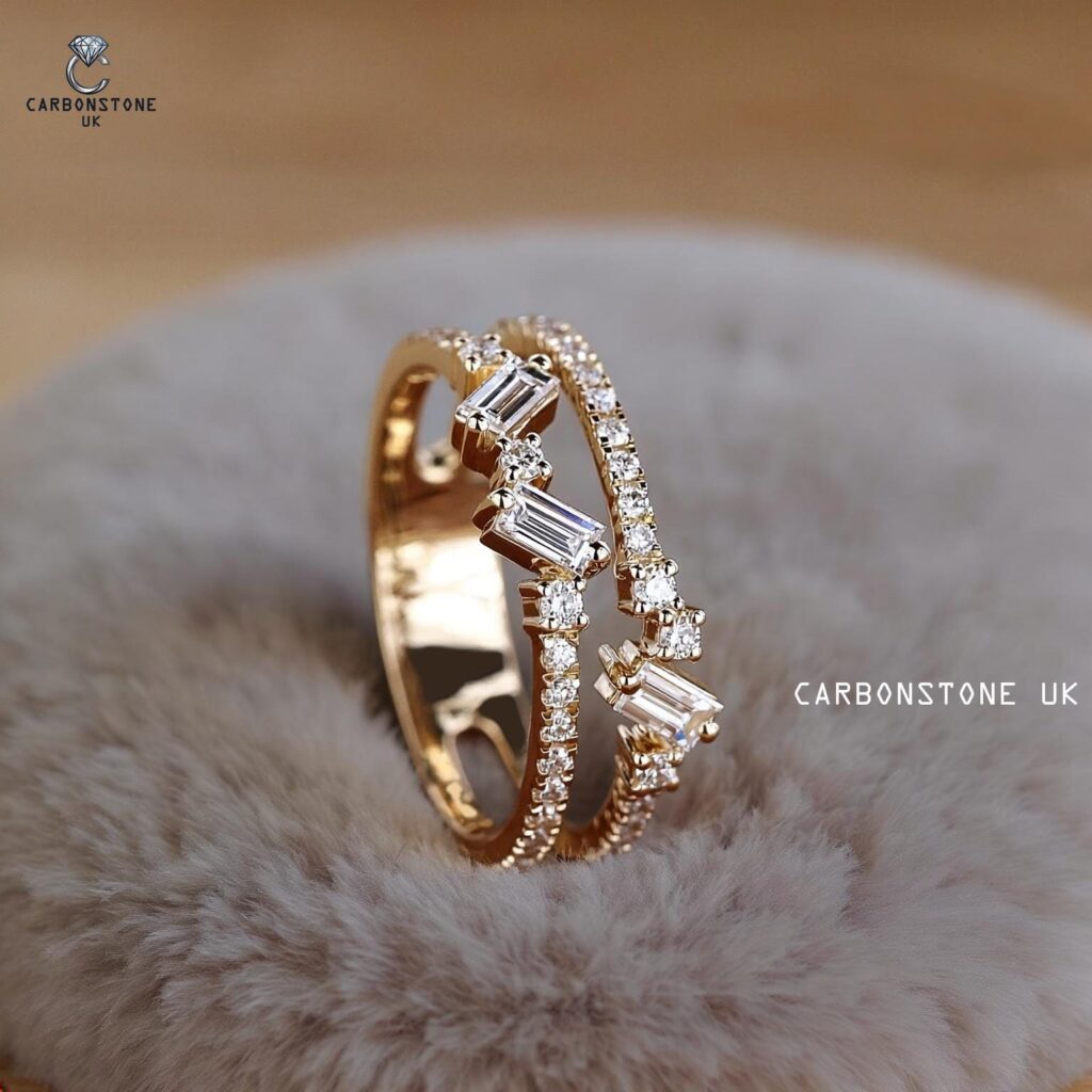 Pave Baguette Cut Wedding Band