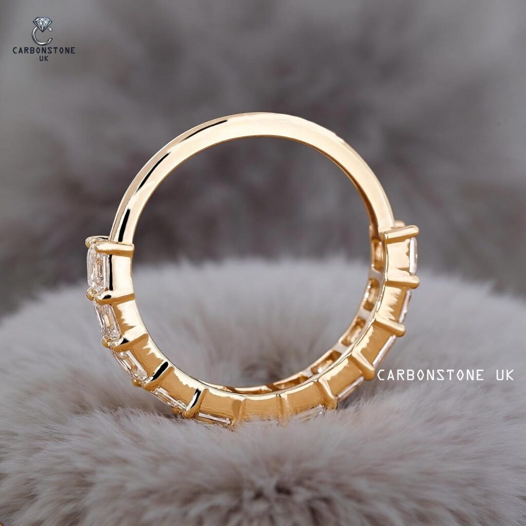 Stackable Asscher Cut Wedding Band in Yellow Gold
