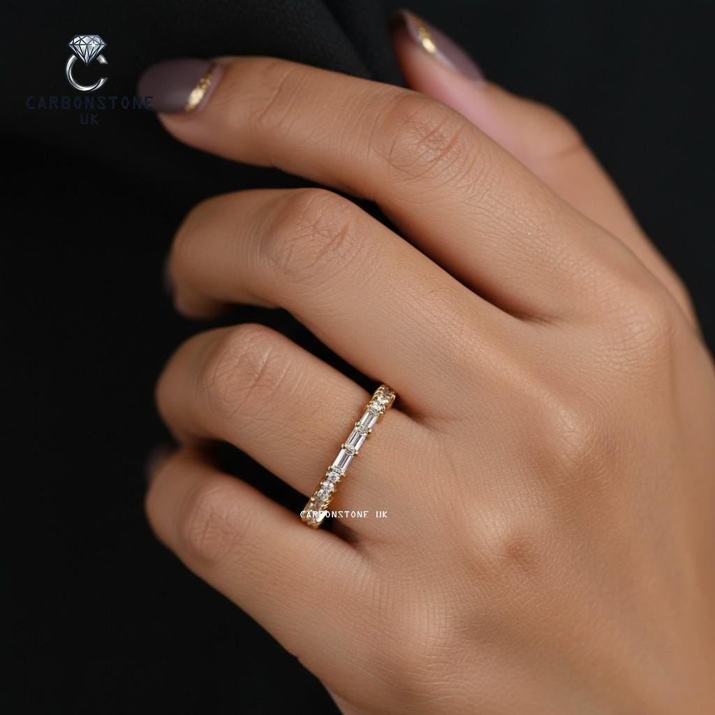 Baguette Cut Half Eternity Band in Sterling Silver