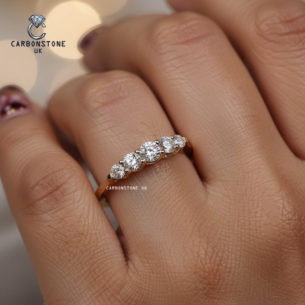 5 Stone Round Cut Engagement Ring