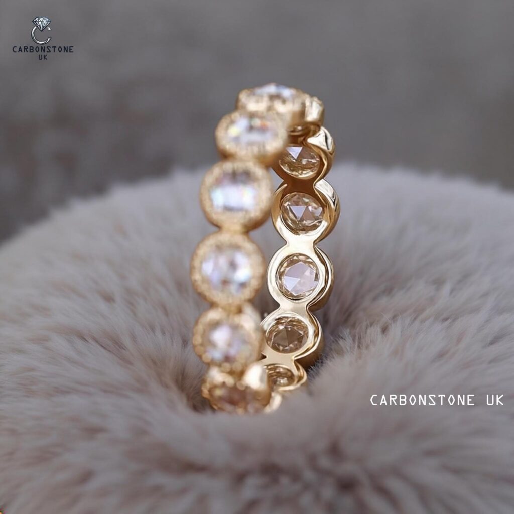 Bezel Rose Cut Eternity Band in Sterling Silver