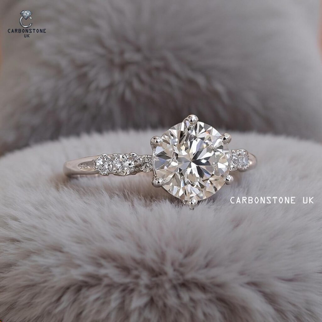 Solitaire Round Cut Engagement Ring in Platinum
