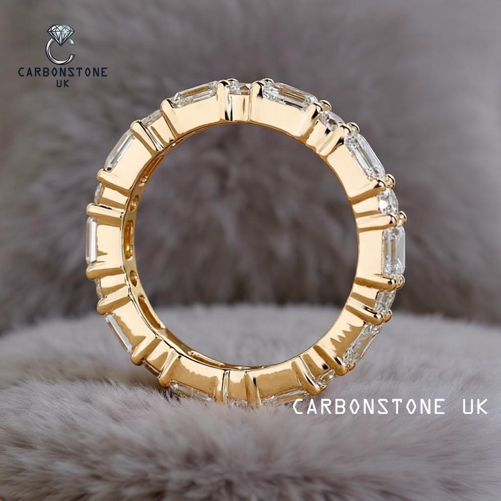Stackable Emerald Cut Eternity Band in Sterling Silver