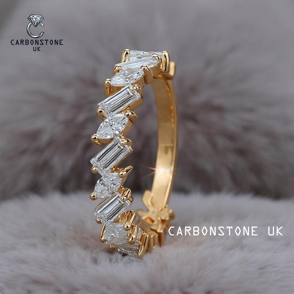 Stackable Baguette Cut Three Quarter Eternity Band