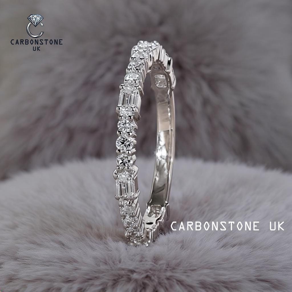 Stackable Emerald Cut Three Quarter Eternity Band