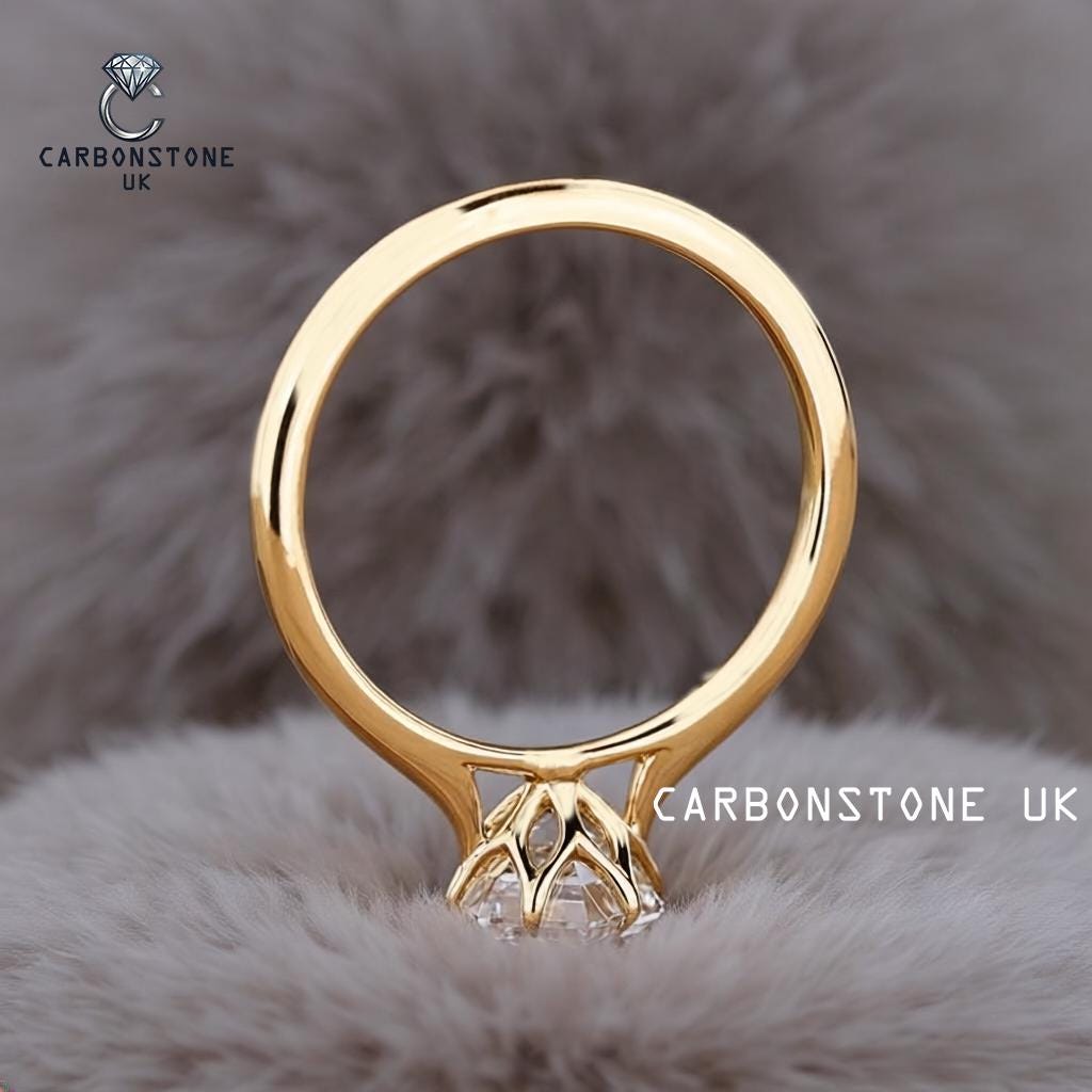 Floral Hexagon Cut Engagement Ring in Sterling Silver