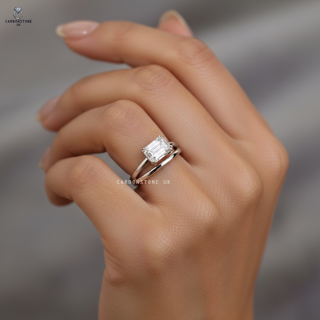 Hidden Halo Emerald Cut Engagement Ring
