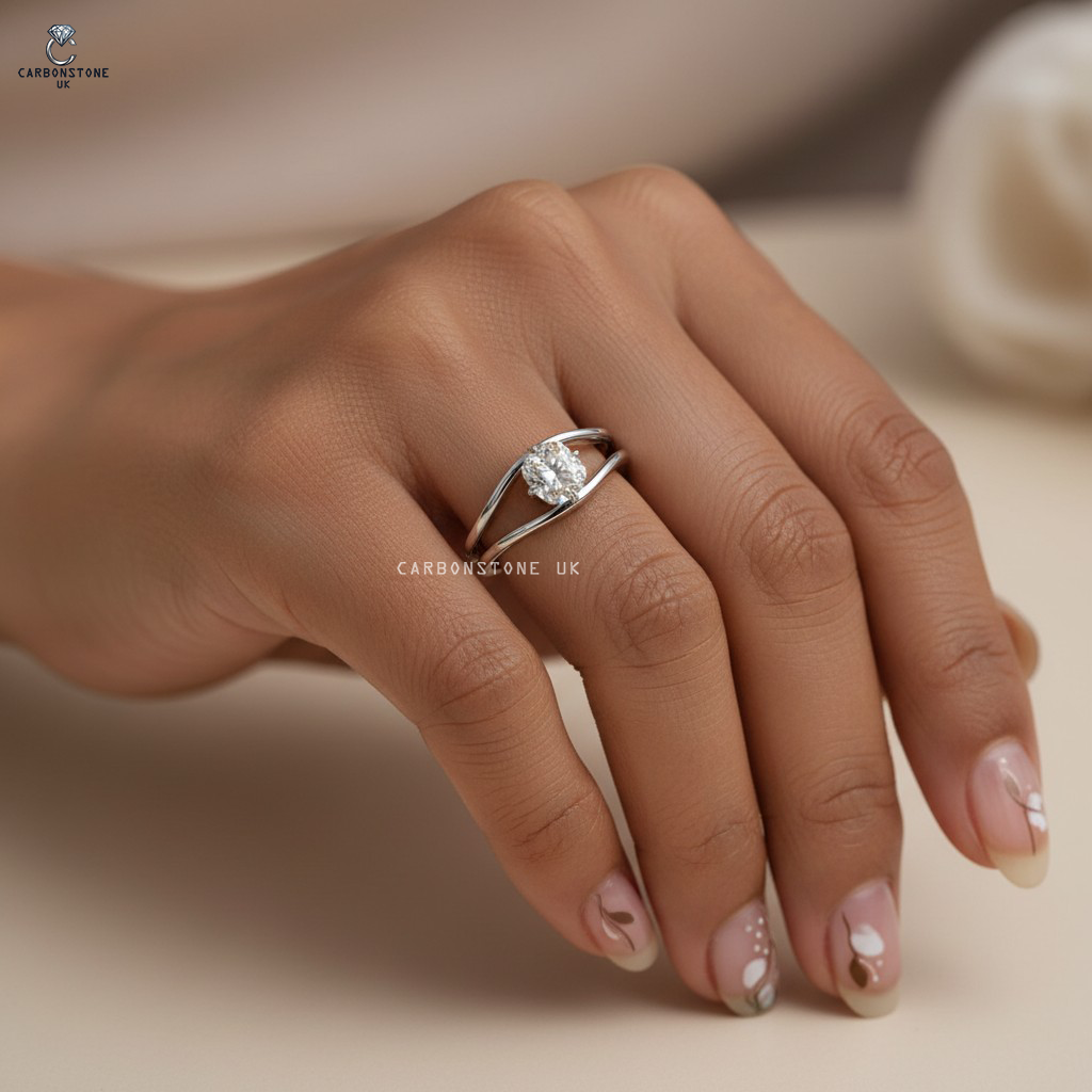 Solitaire Cushion Cut Wedding Band in Sterling Silver