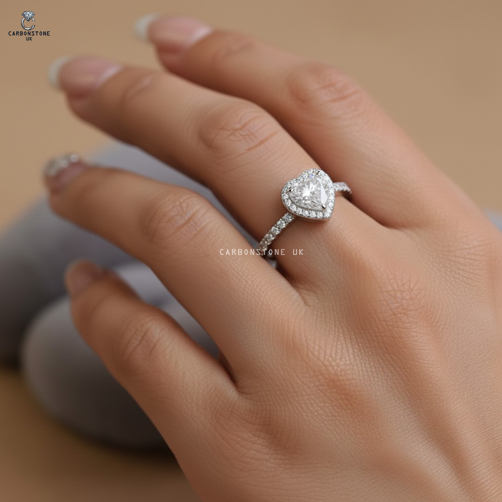 Halo Heart Cut Engagement Ring in Rose Gold