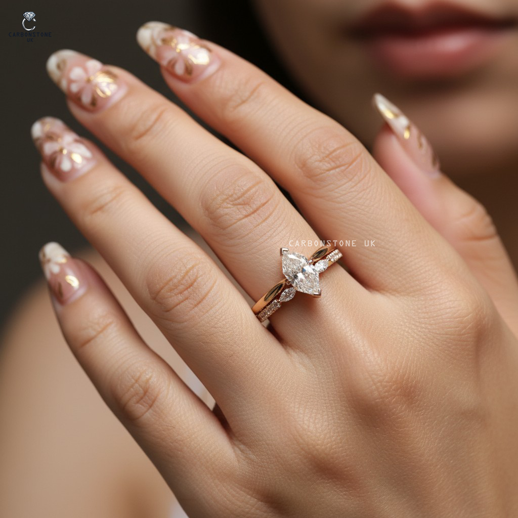 Dutch Marquise Cut Bridal Set in White Gold