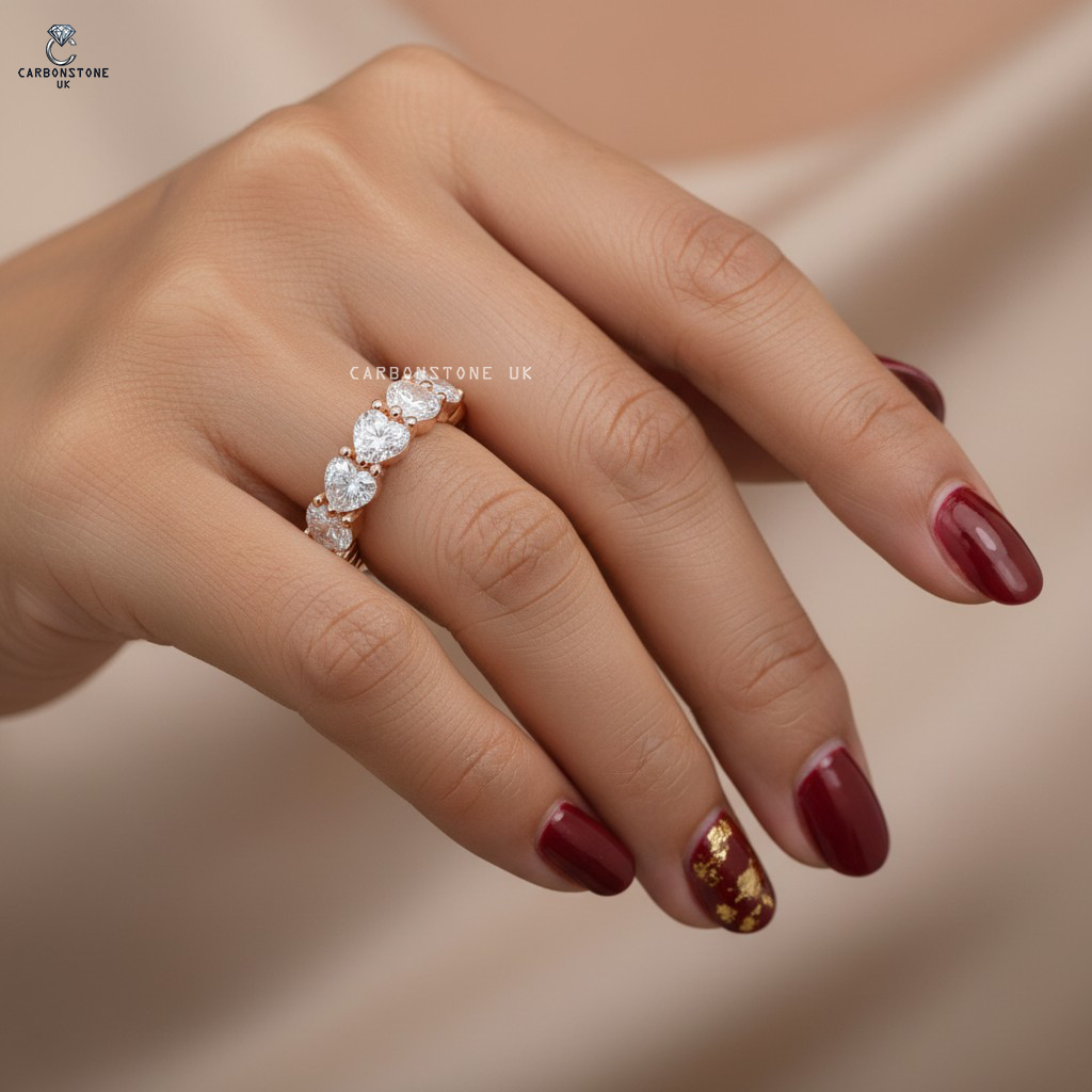 Stackable Heart Cut Eternity Band in Rose Gold