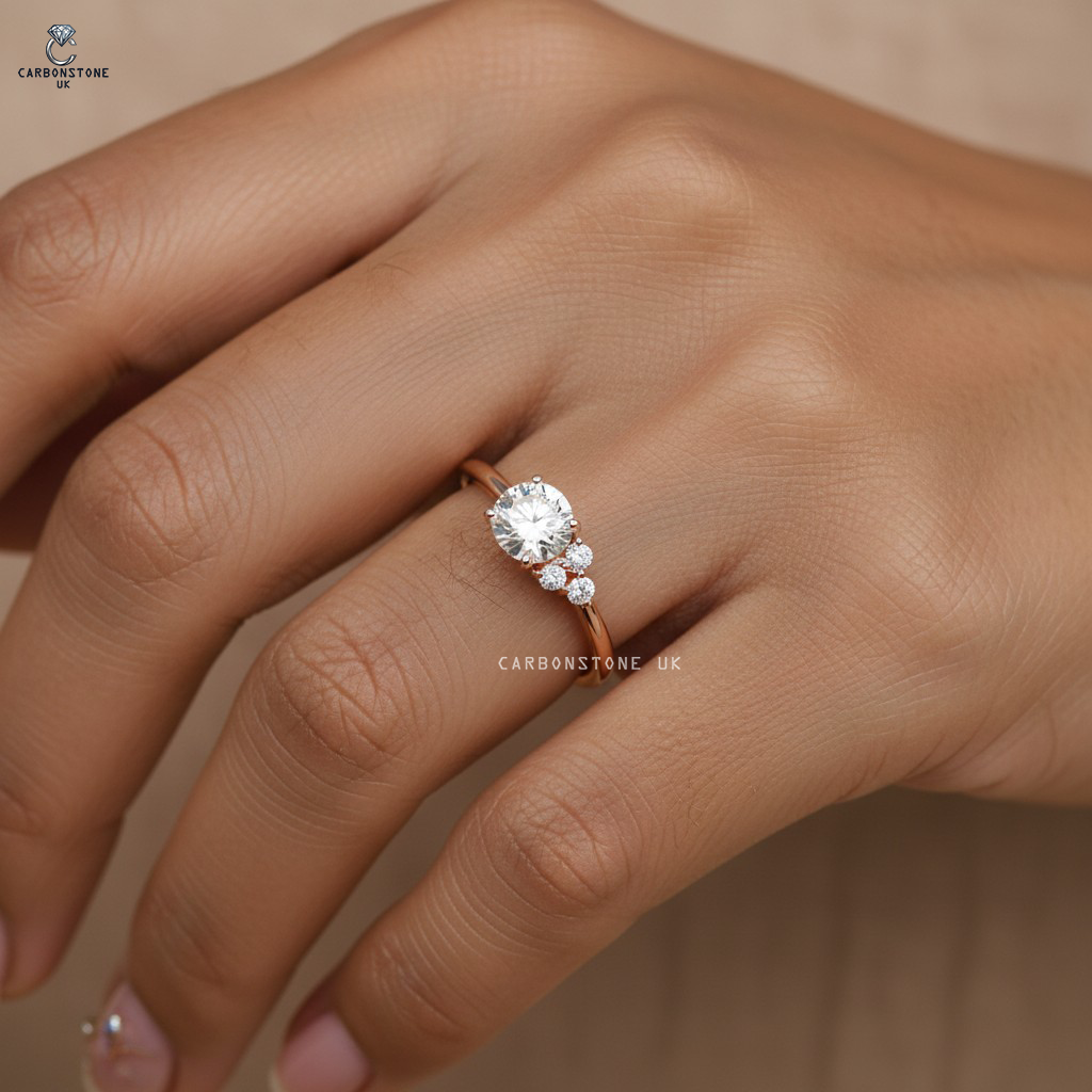 Cluster Round Cut Engagement Ring