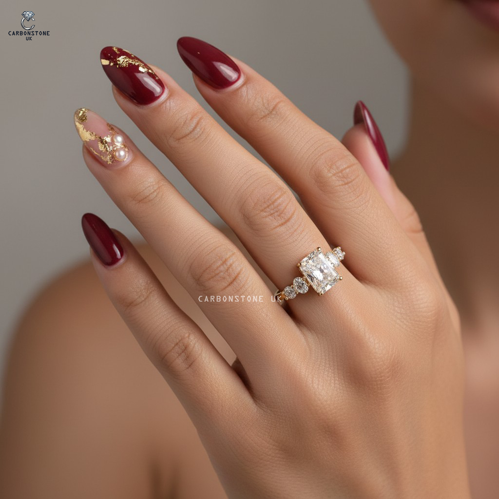 5 Stone Radiant Cut Engagement Ring in Yellow Gold
