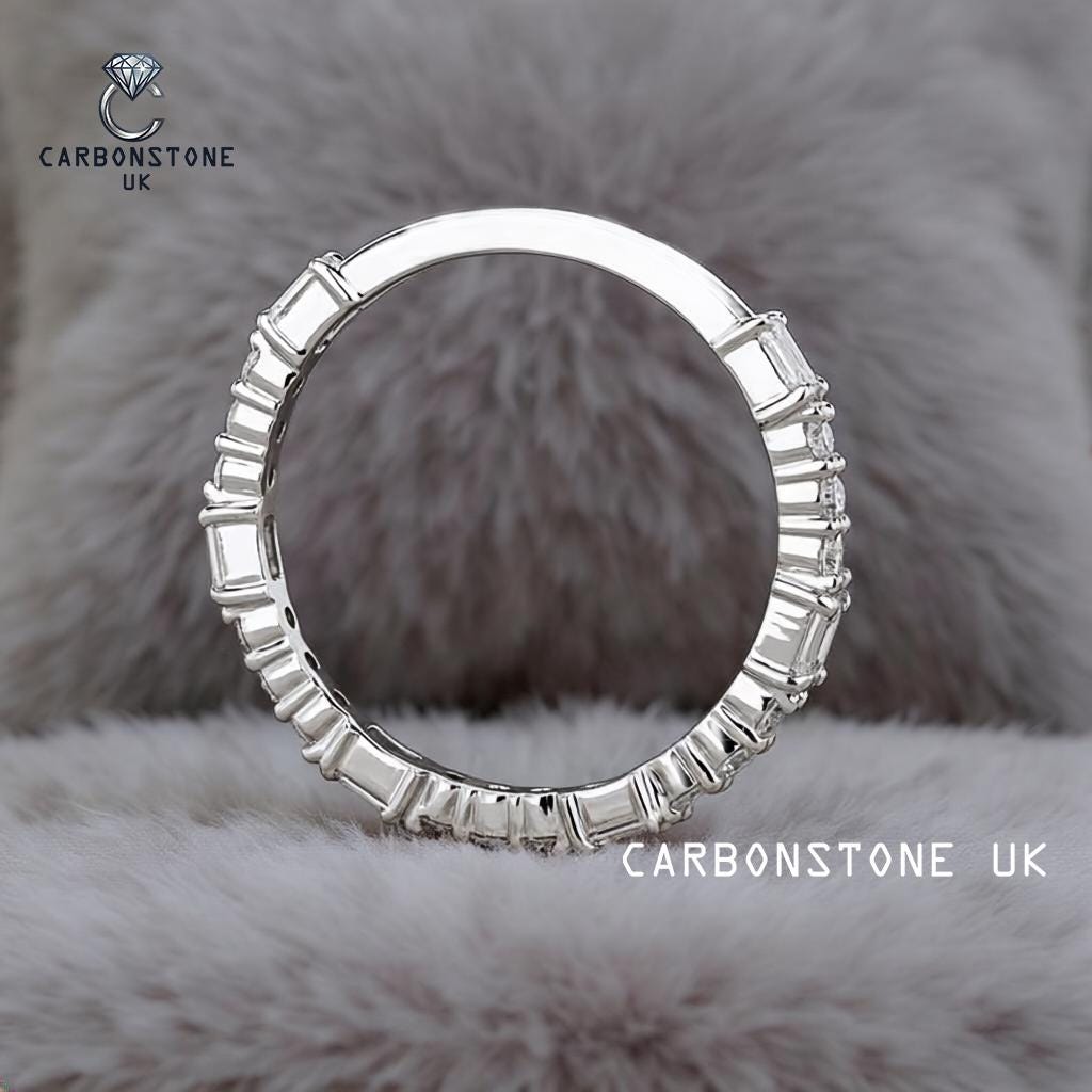 Stackable Emerald Cut Three Quarter Eternity Band