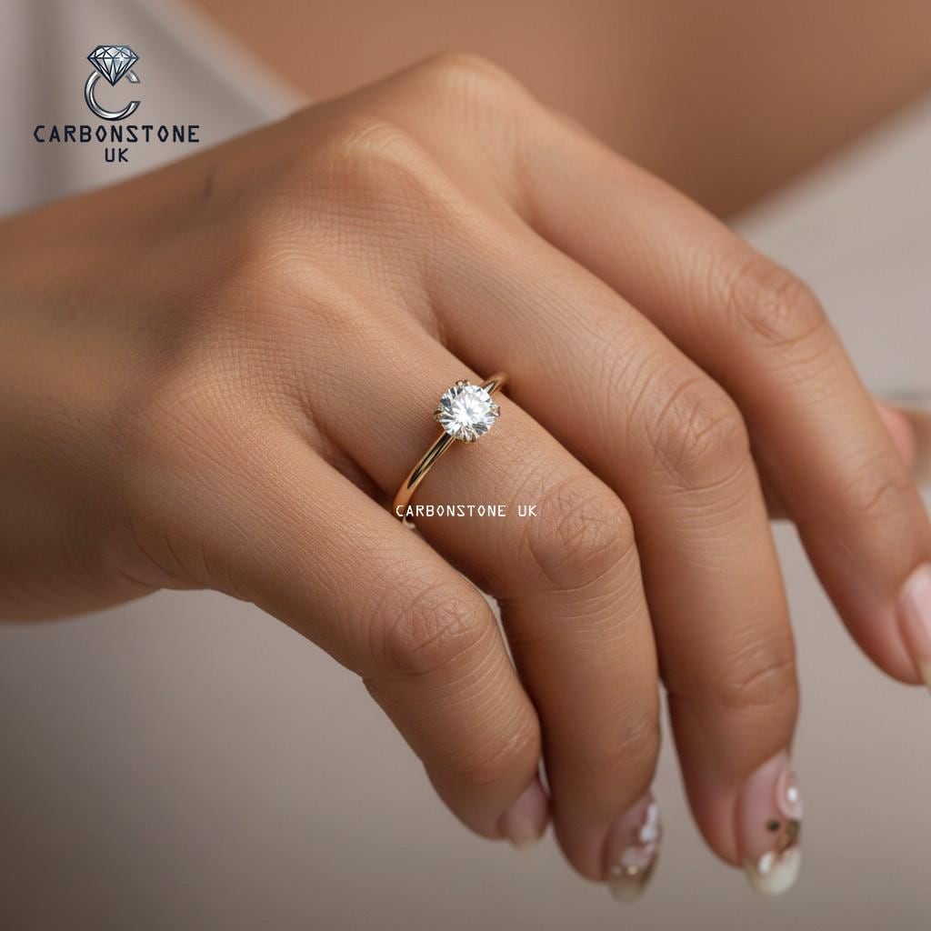 Solitaire Round Cut Engagement Ring in White Gold