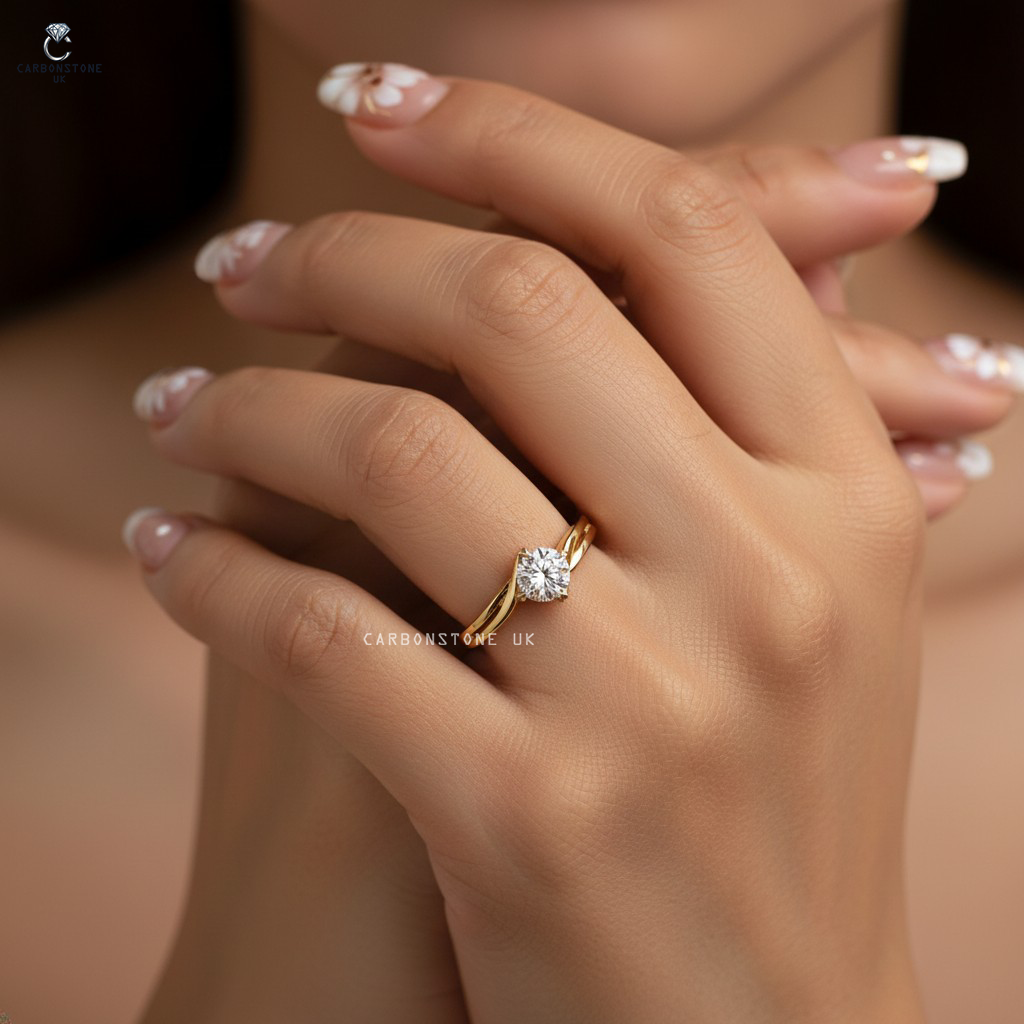 Twisted Round Cut Engagement Ring
