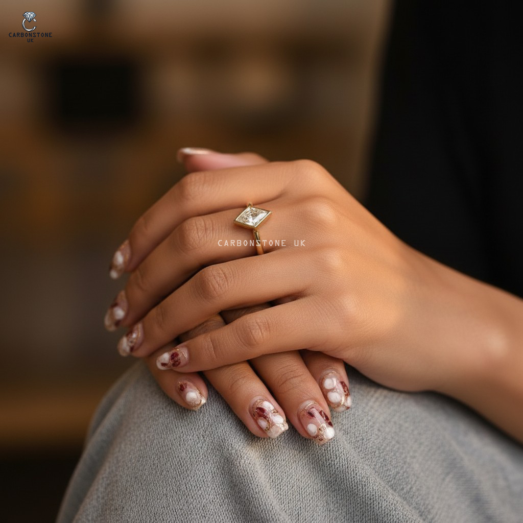 Bezel Lozenge Cut Engagement Ring in Yellow Gold