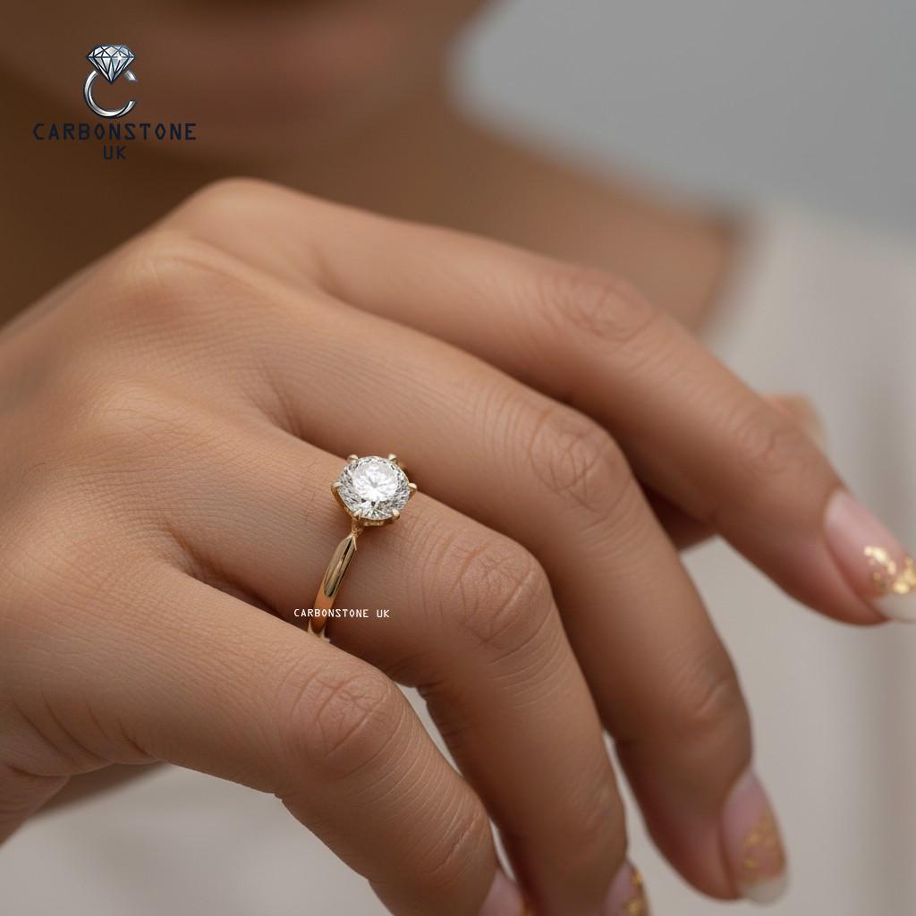 Solitaire Round Cut Engagement Ring in Rose Gold