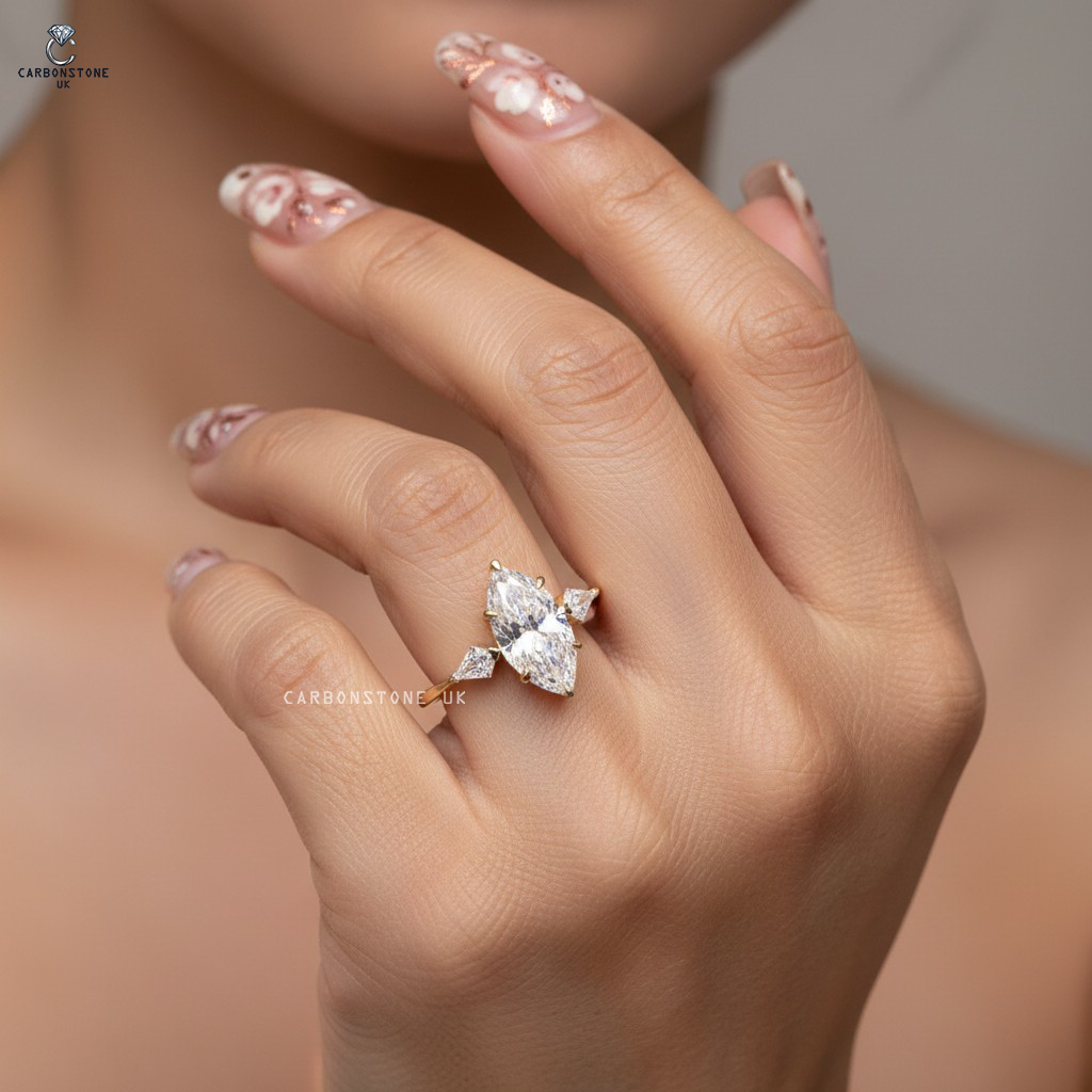 Three Stone Marquise Cut Engagement Ring