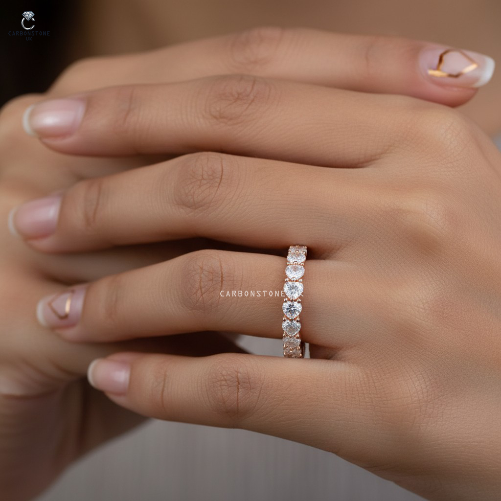 Stackable Heart Cut Eternity Band in Rose Gold