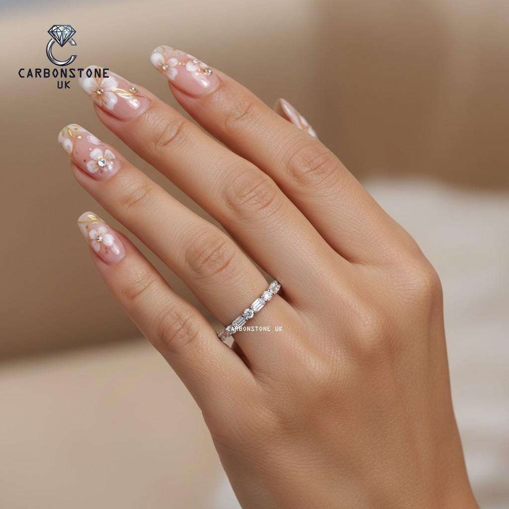 Stackable Emerald Cut Half Eternity Band