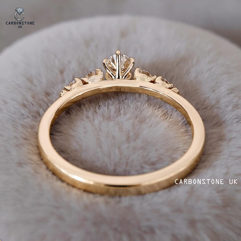 5 Stone Pear Cut Engagement Ring in Yellow Gold