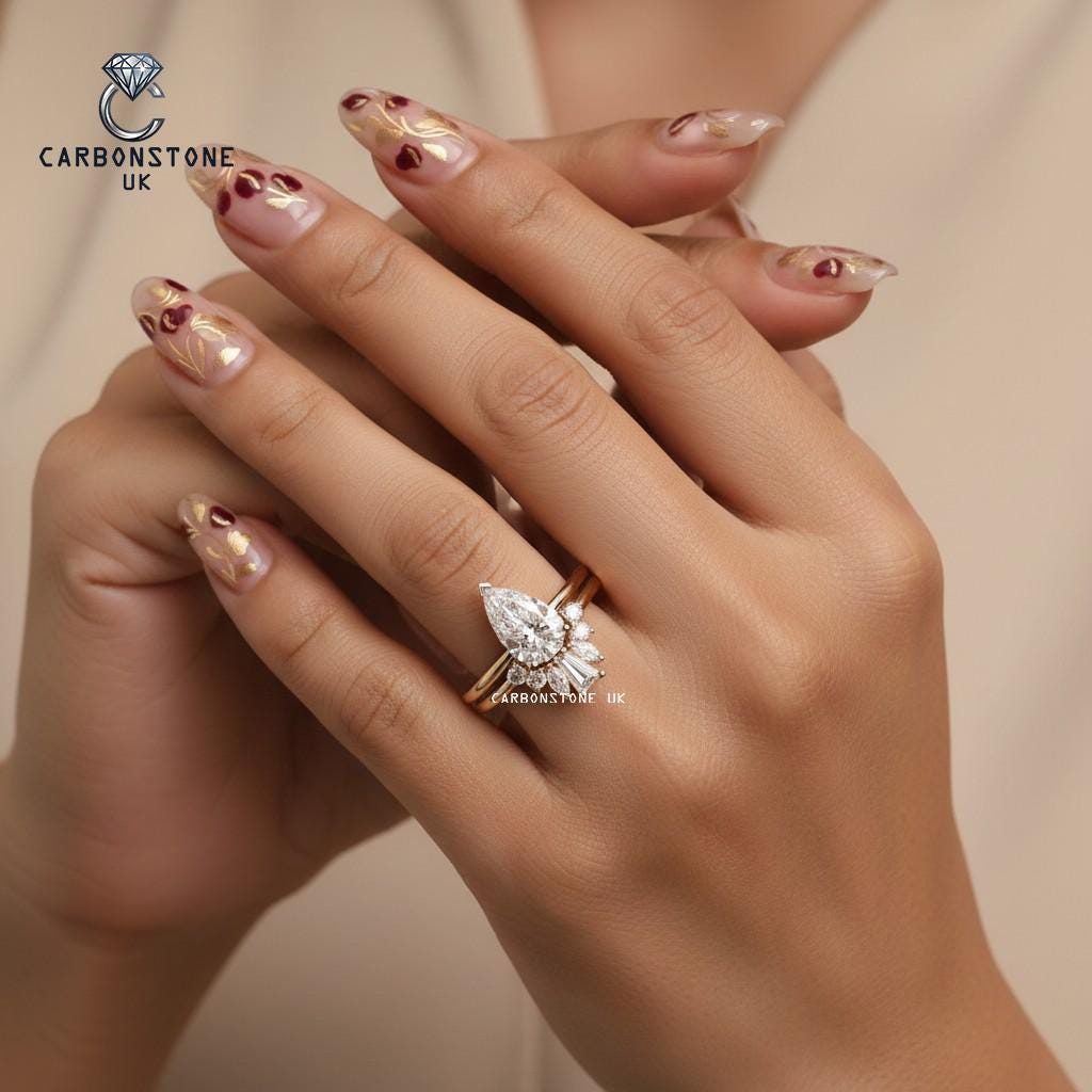 Curved Pear Cut Bridal Set