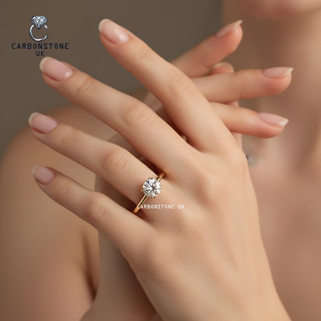 Solitaire Round Cut Engagement Ring in White Gold
