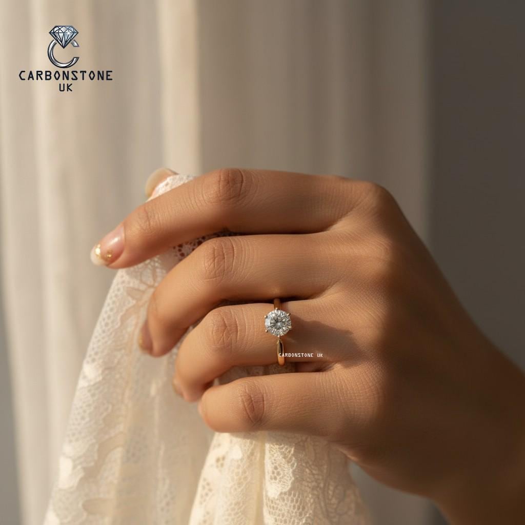 Solitaire Round Cut Engagement Ring in Rose Gold