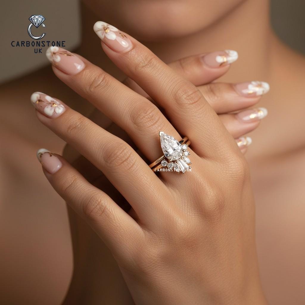 Curved Pear Cut Bridal Set