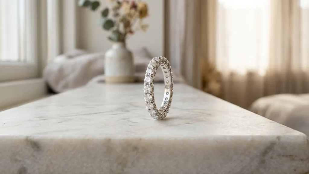 Full eternity diamond band in white gold