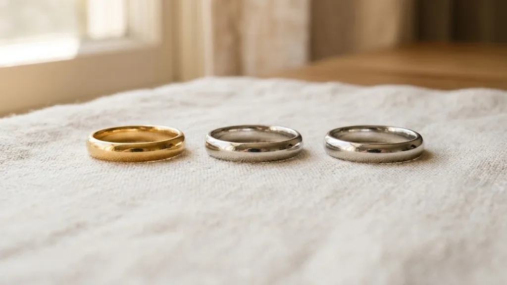 Wedding bands in yellow gold, white gold and platinum