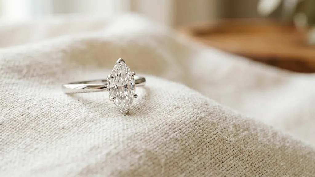 Marquise cut lab-grown diamond engagement ring in white gold